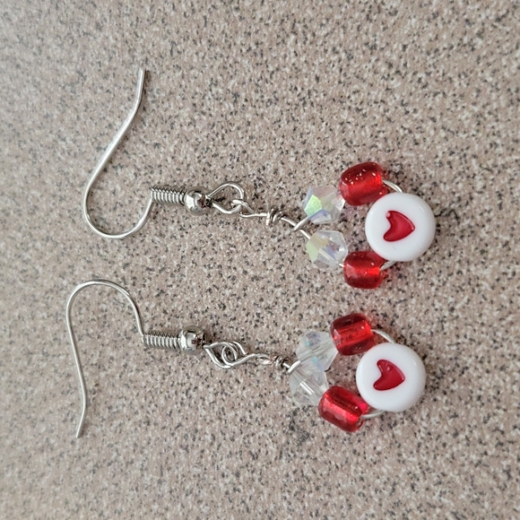 Hand Crafted Jewelry - Heart dangling earrings